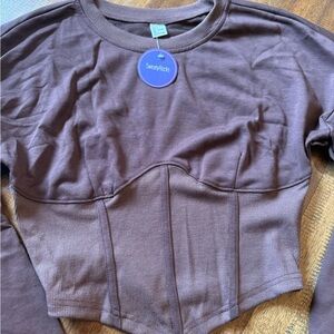 SweatyRocks Brown Long Sleeve Top